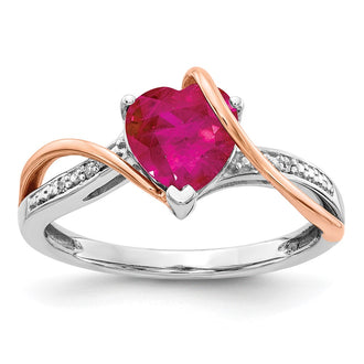 Buy Exclusive 14K Two-Tone Heart Twist Ring with Diamonds & Rubies - Stylish Value