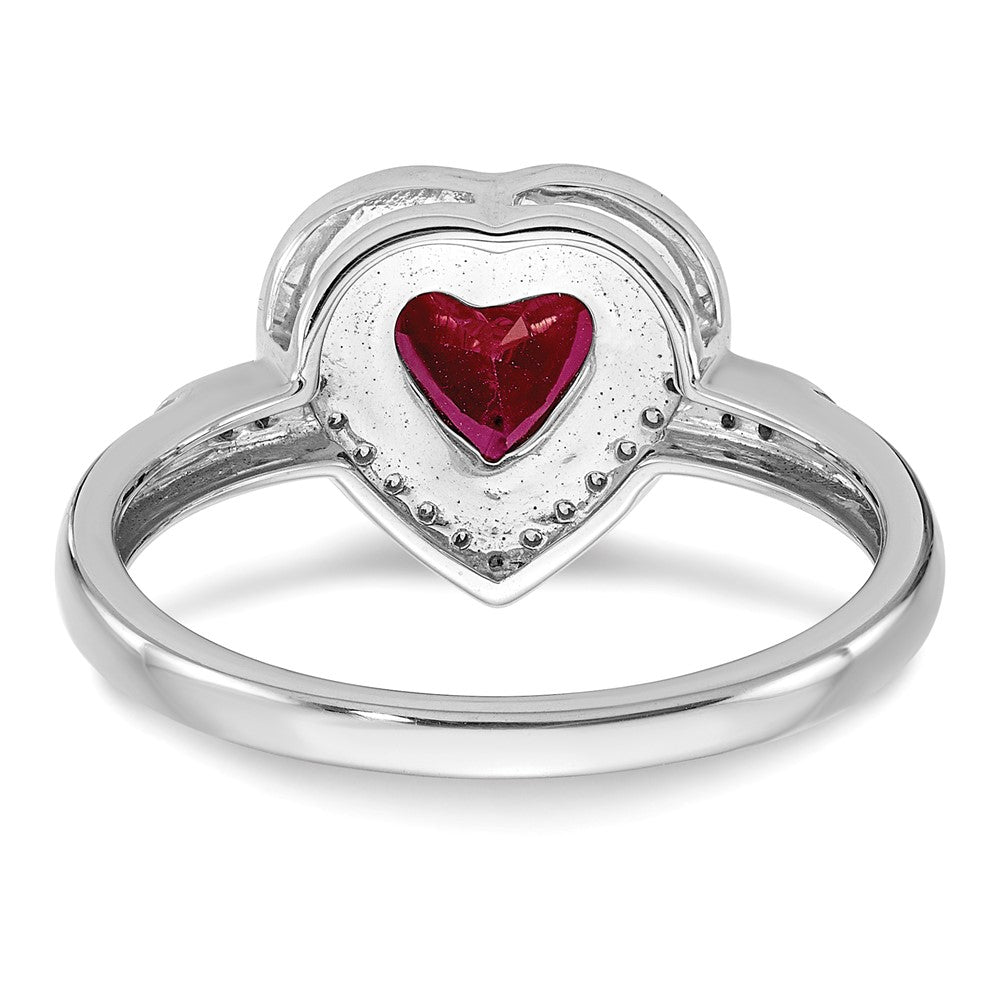 High-Quality 14K White Gold Heart-Shaped Ruby & Diamond Halo Ring - Stylish Value