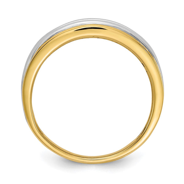 14K Two-Tone Men's Channel Band - 5-Stone 1/4 Carat Diamond Accent