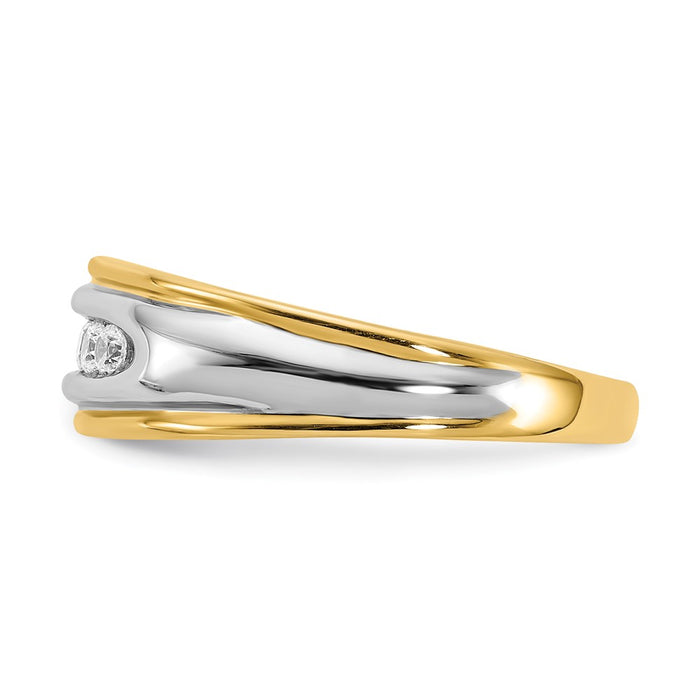 Exclusive 14K Two-Tone Men's Channel Band - 5-Stone 1/4 Carat Diamond Accent-3