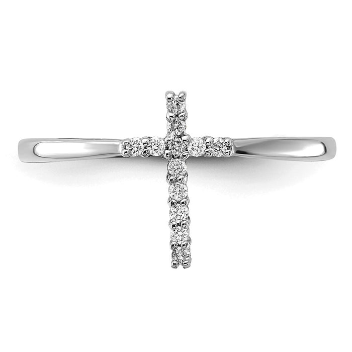 High-Quality 14K White Gold Cross Ring with 1/15 Carat Lab Grown Diamond, Stylish Value-5