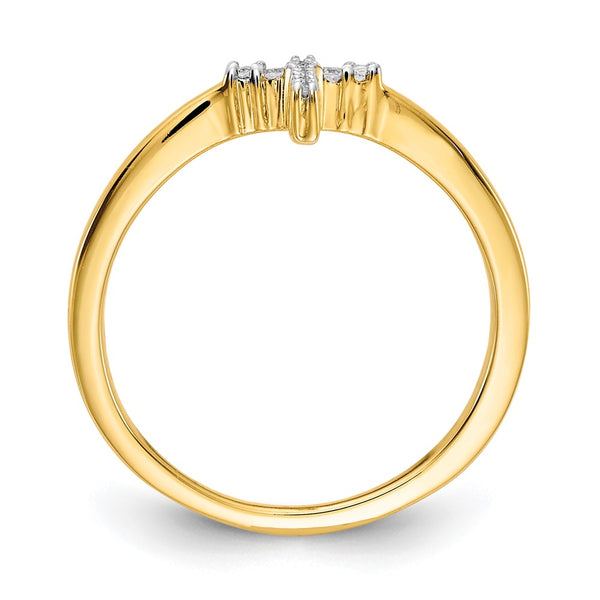 14K Yellow Gold Diamond-Studded Cross Ring