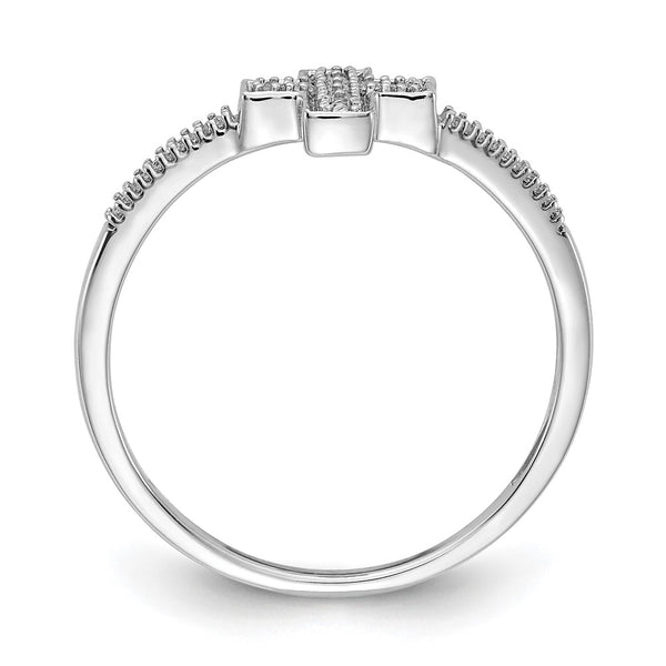 Polished Diamond Cross Ring in 14K White Gold