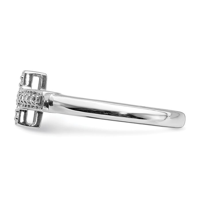 High-Quality 14K White Gold Diamond Cross Band Ring - Stylish & Affordable Luxury-3