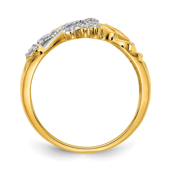 14K White Gold Rhodium-Plated Diamond Dragonfly Ring
