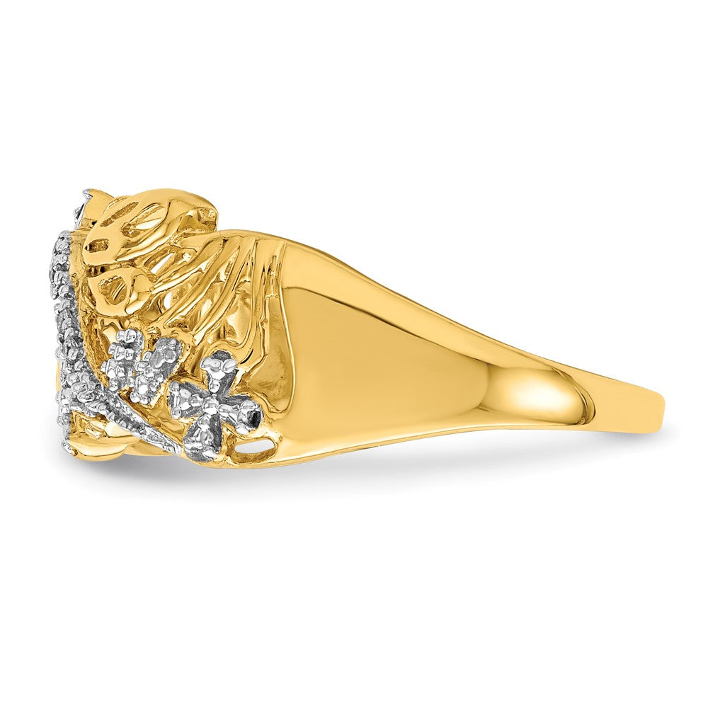 Exclusive 14K White Gold Rhodium-Plated Diamond Dragonfly Ring - Stylish Value!