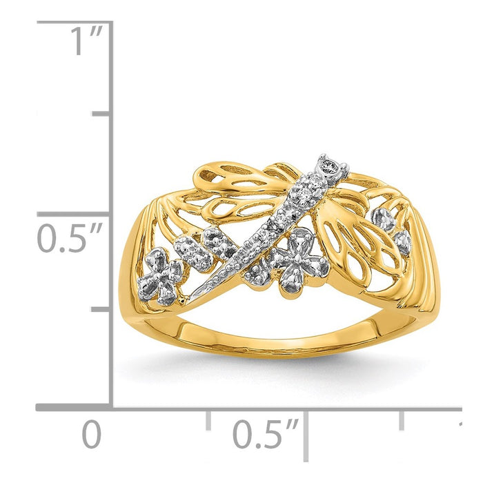Exclusive 14K White Gold Rhodium-Plated Diamond Dragonfly Ring - Stylish Value!-4