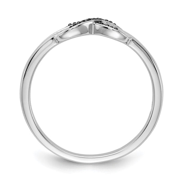 14K White Gold X-Shaped Ring with Black & White Diamonds
