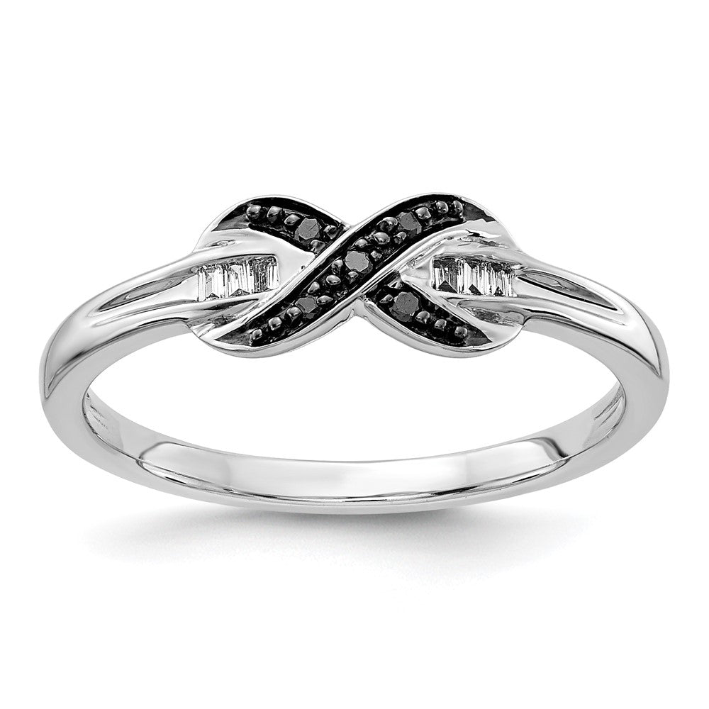 Exclusive 14K White Gold X-Shaped Ring with Black & White Diamonds - Affordable Luxury