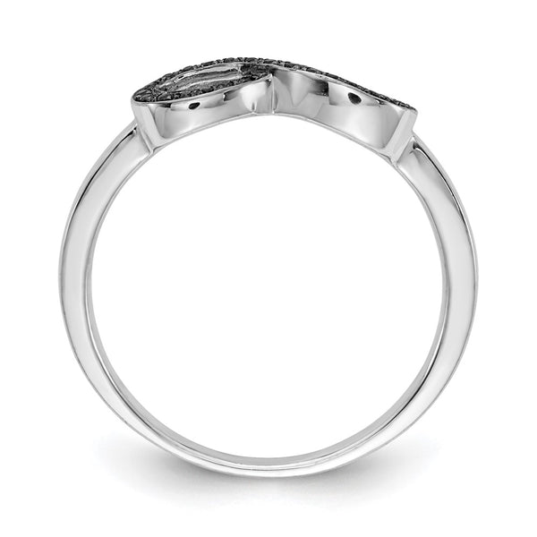 14K White Gold Infinity Ring with Black Diamonds