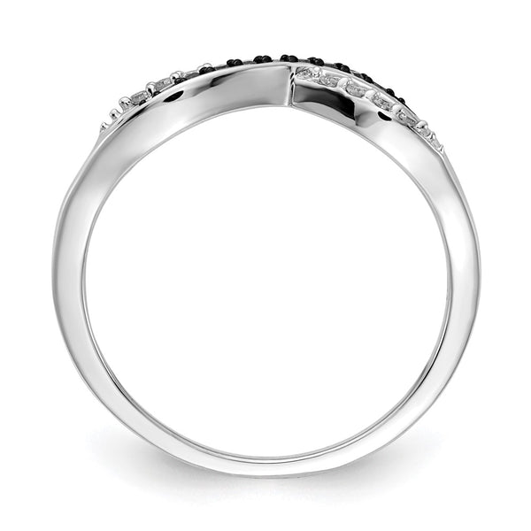 14K White Gold Crisscross Ring with Blue & White Diamonds