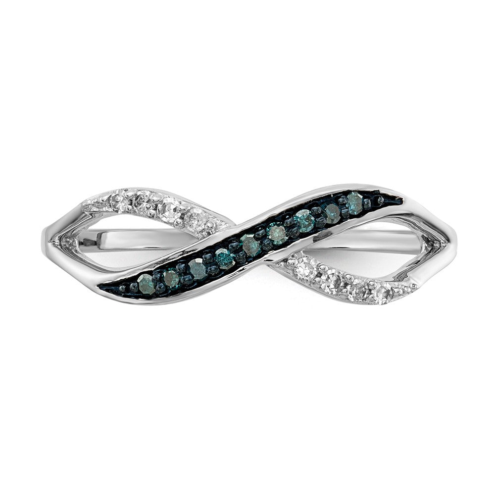 Exclusive 14K White Gold Crisscross Ring with Blue & White Diamonds - Stylish Value