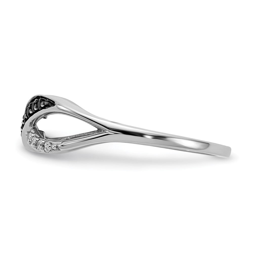 Buy 14K White Gold Crisscross Ring with Black & White Diamonds - Stylish Luxury!