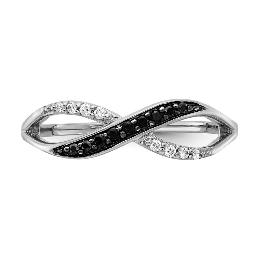 Buy 14K White Gold Crisscross Ring with Black & White Diamonds - Stylish Luxury!