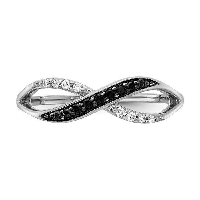 Buy 14K White Gold Crisscross Ring with Black & White Diamonds - Stylish Luxury!-4