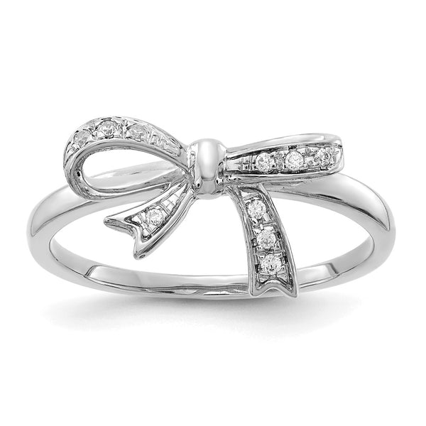 14K White Gold Diamond Bow-Shaped Ring