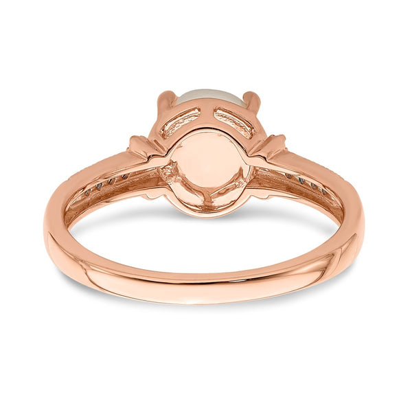 10K Rose Gold 7MM Pearl & Diamond Ring