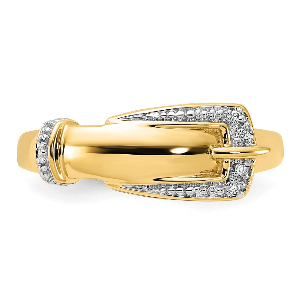 Buy Stylish 14K White Gold Rhodium-Plated Diamond Buckle Ring - Luxury Design