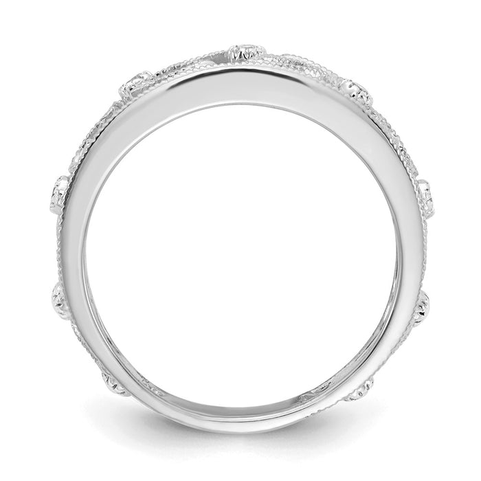 Exclusive 14K White Gold Diamond Ring - Stylish Flower Vine Design-2