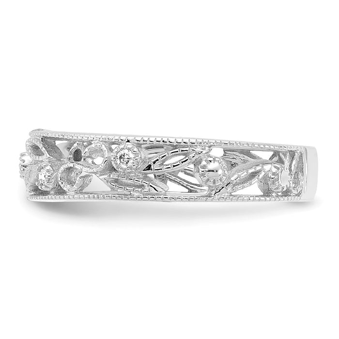 Exclusive 14K White Gold Diamond Ring - Stylish Flower Vine Design-4