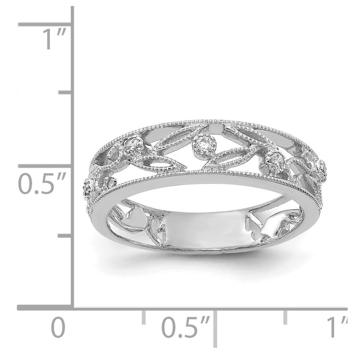 Exclusive 14K White Gold Diamond Ring - Stylish Flower Vine Design-3