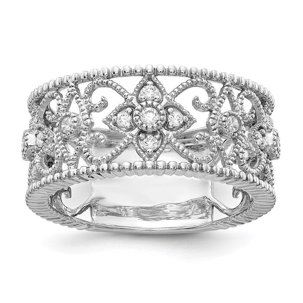 14K White Gold Vintage Diamond Band