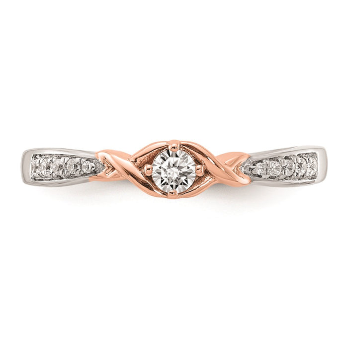 Exclusive 14K White & Rose Gold Engagement Ring - 1/10 Carat Diamond Luxury-4