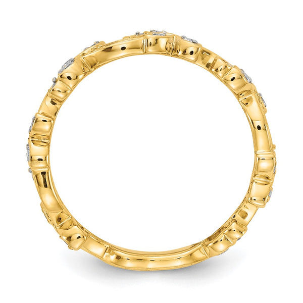 14K Gold Diamond Floral Ring