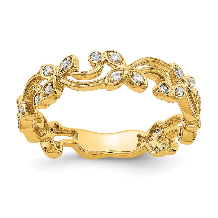 Exclusive 14K Gold Diamond Floral Ring - Stylish Design, Affordable Luxury-1