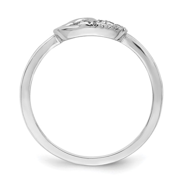 10K White Gold Double Heart Diamond Ring