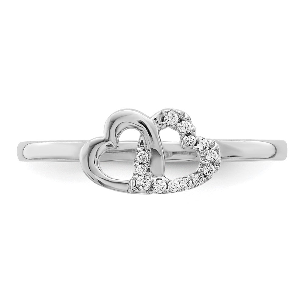Buy Exclusive 14K White Gold Double Heart Diamond Ring - Stylish Elegance
