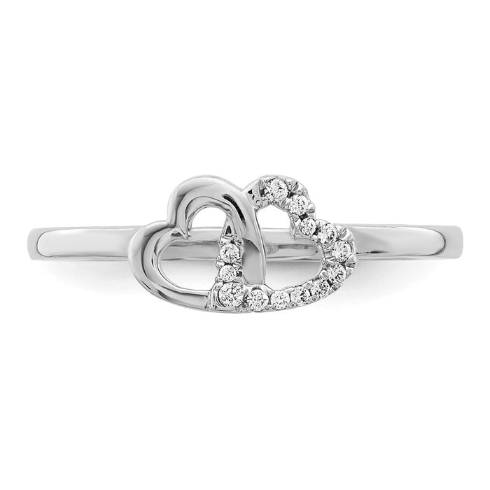 Buy Exclusive 14K White Gold Double Heart Diamond Ring - Stylish Elegance-4