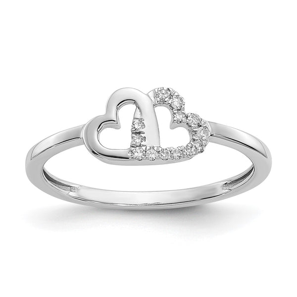 Buy Exclusive 14K White Gold Double Heart Diamond Ring - Stylish Elegance