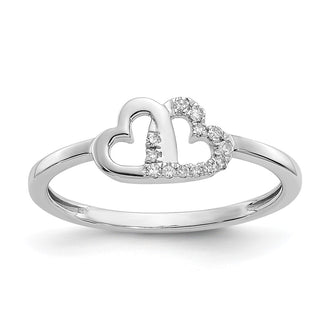 Buy Exclusive 14K White Gold Double Heart Diamond Ring - Stylish Elegance