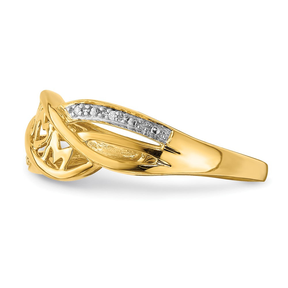 Exclusive 10K Rhodium-Plated Diamond Mom Ring - Stylish & Affordable Luxury