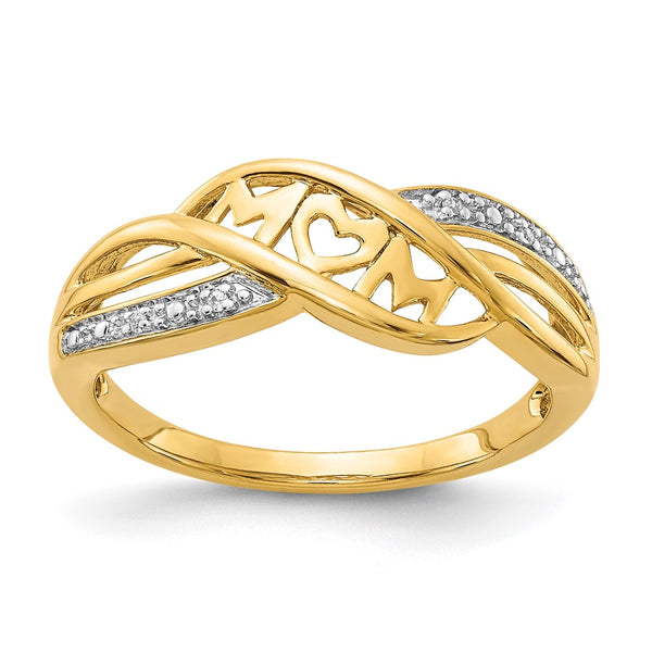 10K Rhodium-Plated Diamond Mom Ring