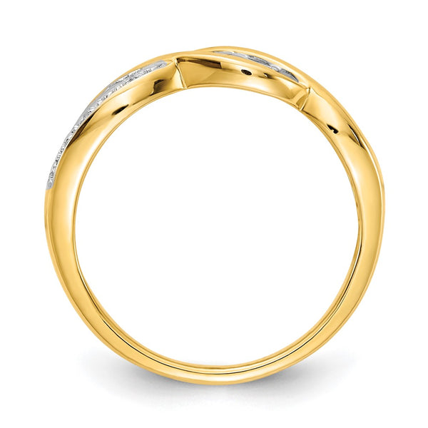 14K White Gold Rhodium-Plated Mom Ring with Diamonds