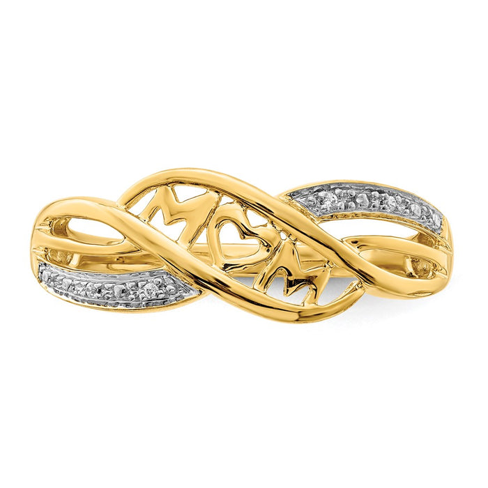 Buy Designer 14K White Gold Rhodium-Plated Mom Ring with Diamonds - Stylish Value!-4