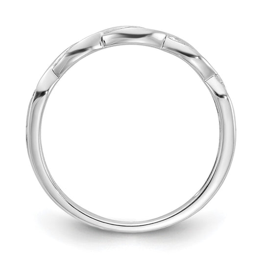 Buy Stylish 14K White Gold Criss-Cross Diamond Wedding Band - 1/15 Carat Value