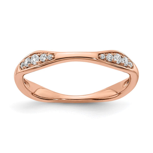 14K Rose Gold Wedding Band with 1/8 Carat Diamond