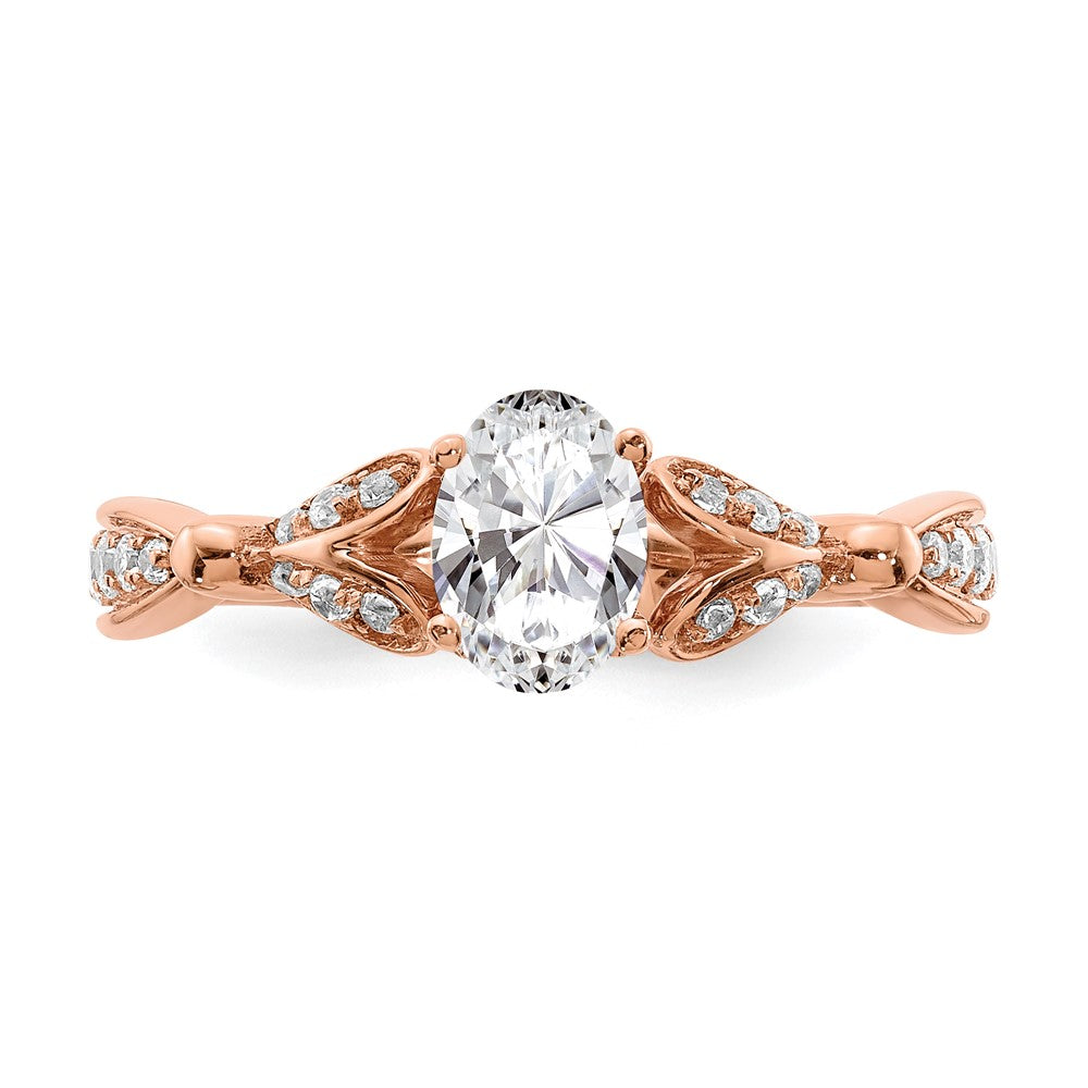 Buy Stylish 14K Rose Gold Semi-Mount Engagement Ring with Hearts Design, 1/2 Carat Oval Center