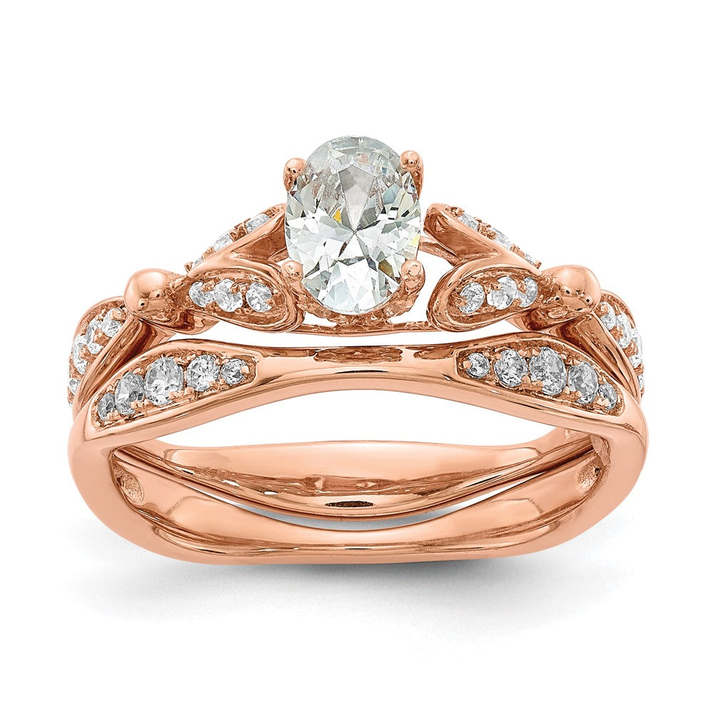 Buy Stylish 14K Rose Gold Semi-Mount Engagement Ring with Hearts Design, 1/2 Carat Oval Center
