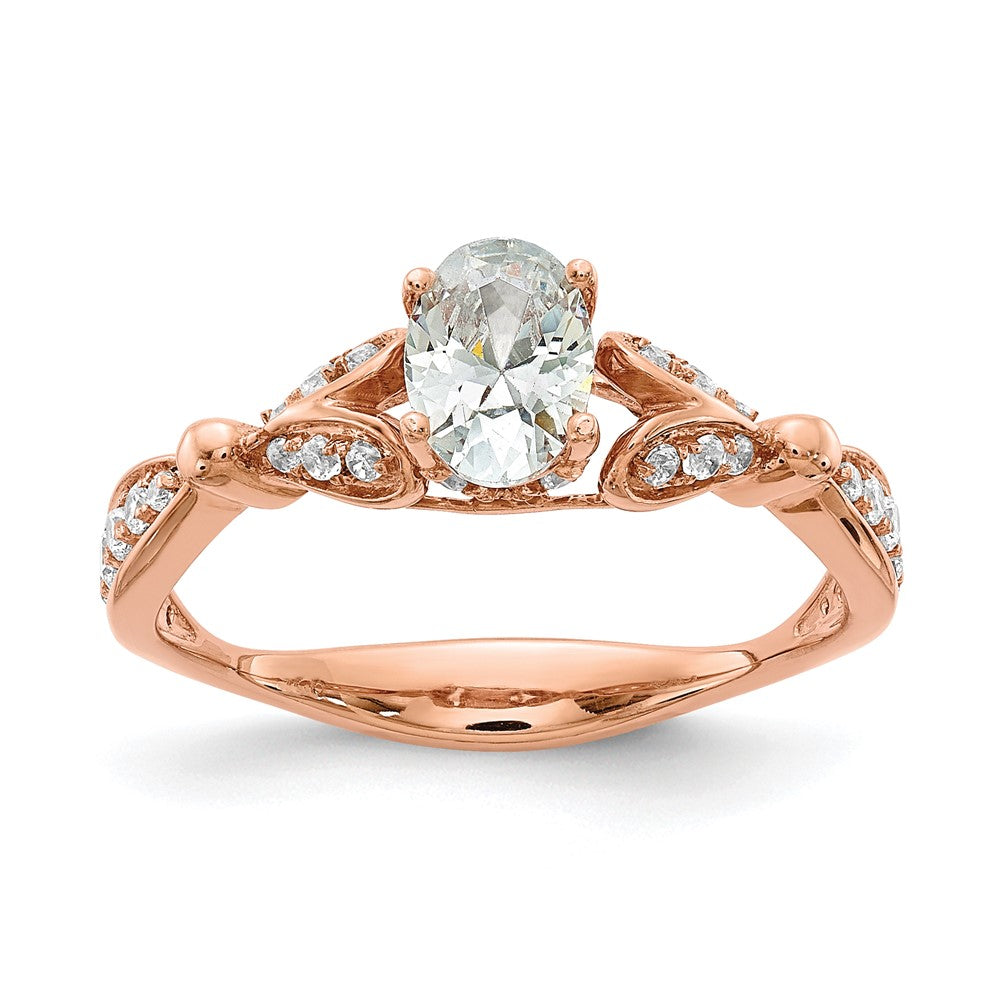 Buy Stylish 14K Rose Gold Semi-Mount Engagement Ring with Hearts Design, 1/2 Carat Oval Center