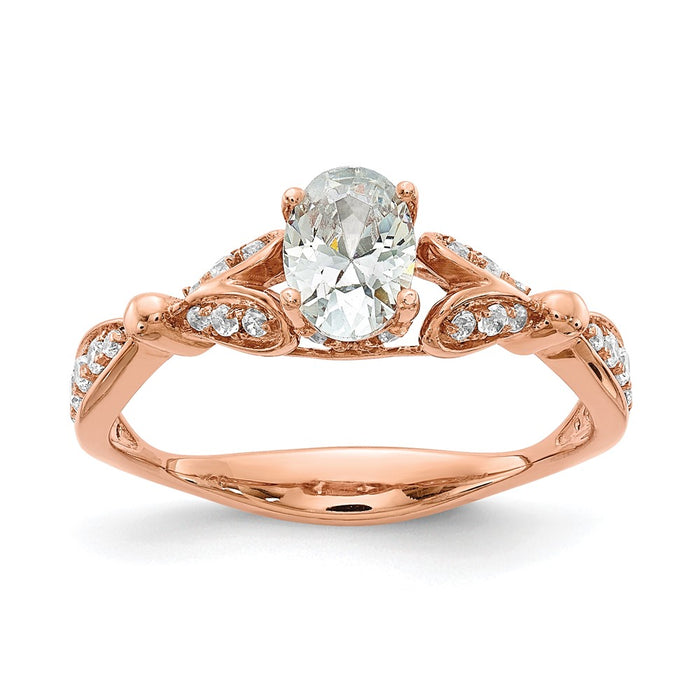 Buy Stylish 14K Rose Gold Semi-Mount Engagement Ring with Hearts Design, 1/2 Carat Oval Center-1