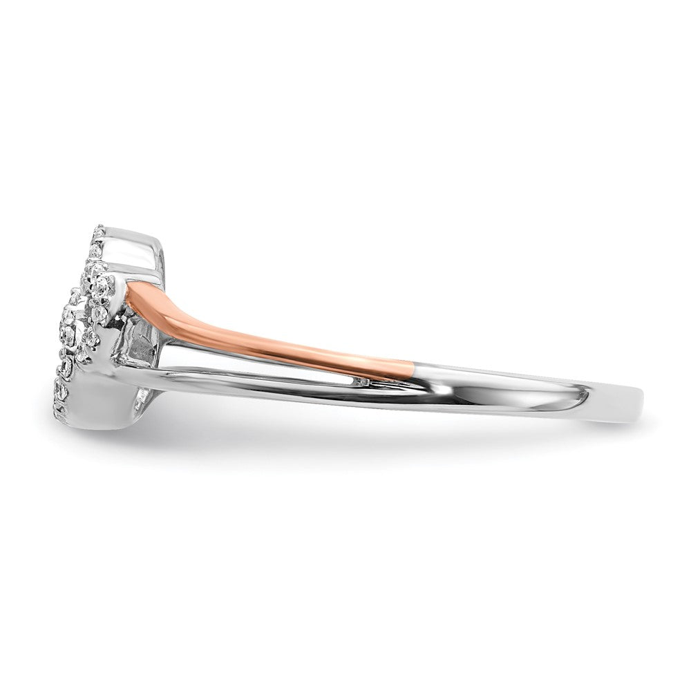 Buy Stylish 14K White & Rose Gold Double Heart Ring with Diamonds