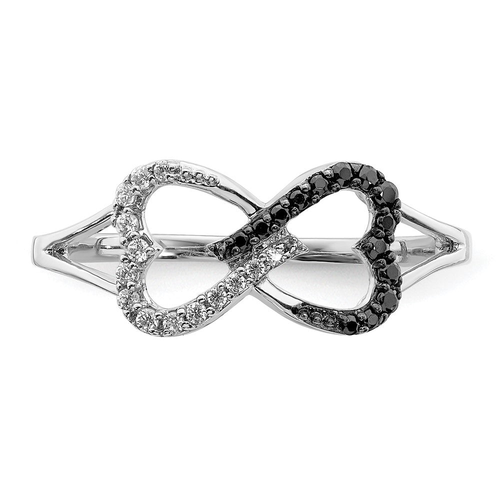 Exclusive 14K White Gold Infinity Heart Ring with Black & White Diamonds
