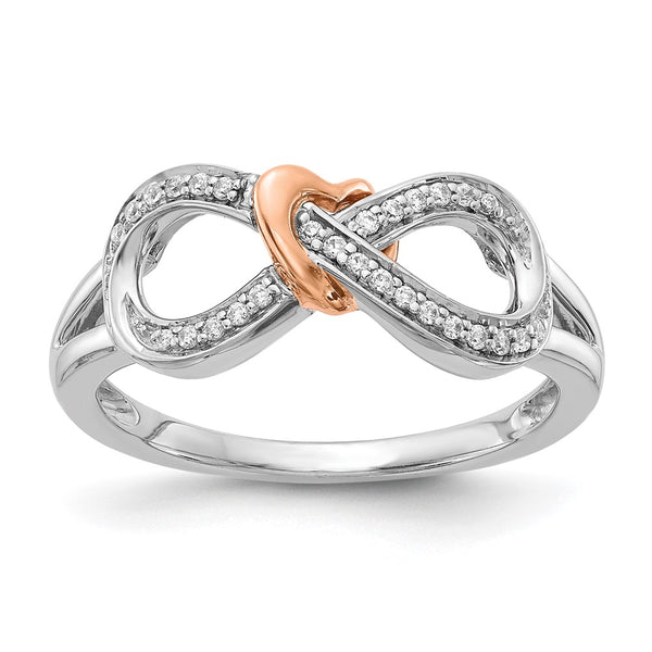 14K Two-Tone Diamond Infinity Heart Ring