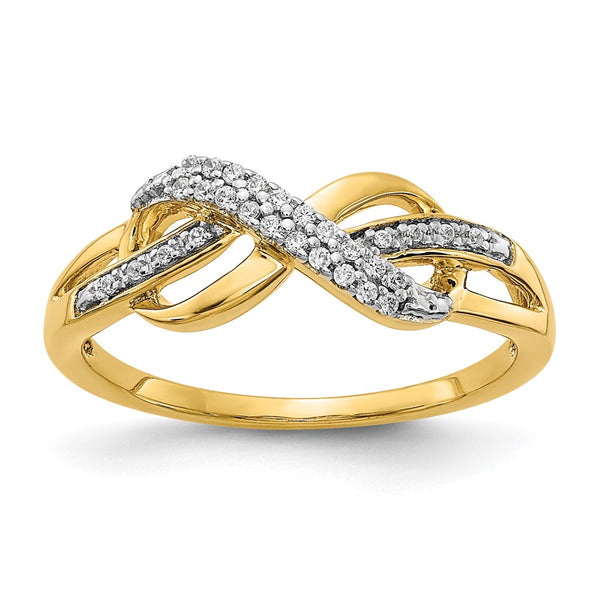 High-Quality 14K Gold Infinity Symbol Ring, 1/10 Carat Lab Grown Diamond - Stylish Value!