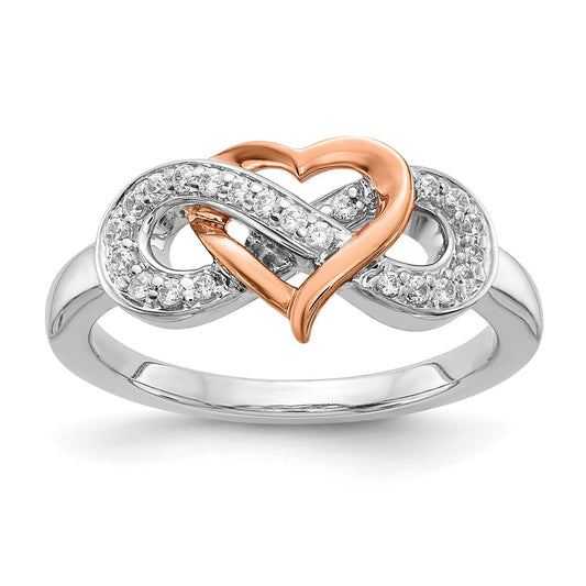 Shop Stylish 14K Two-Tone Infinity Heart Ring with 1/6 Carat Diamond