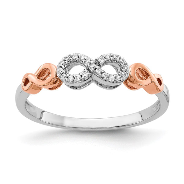 10K Rose Gold & White Rhodium Diamond Infinity Band